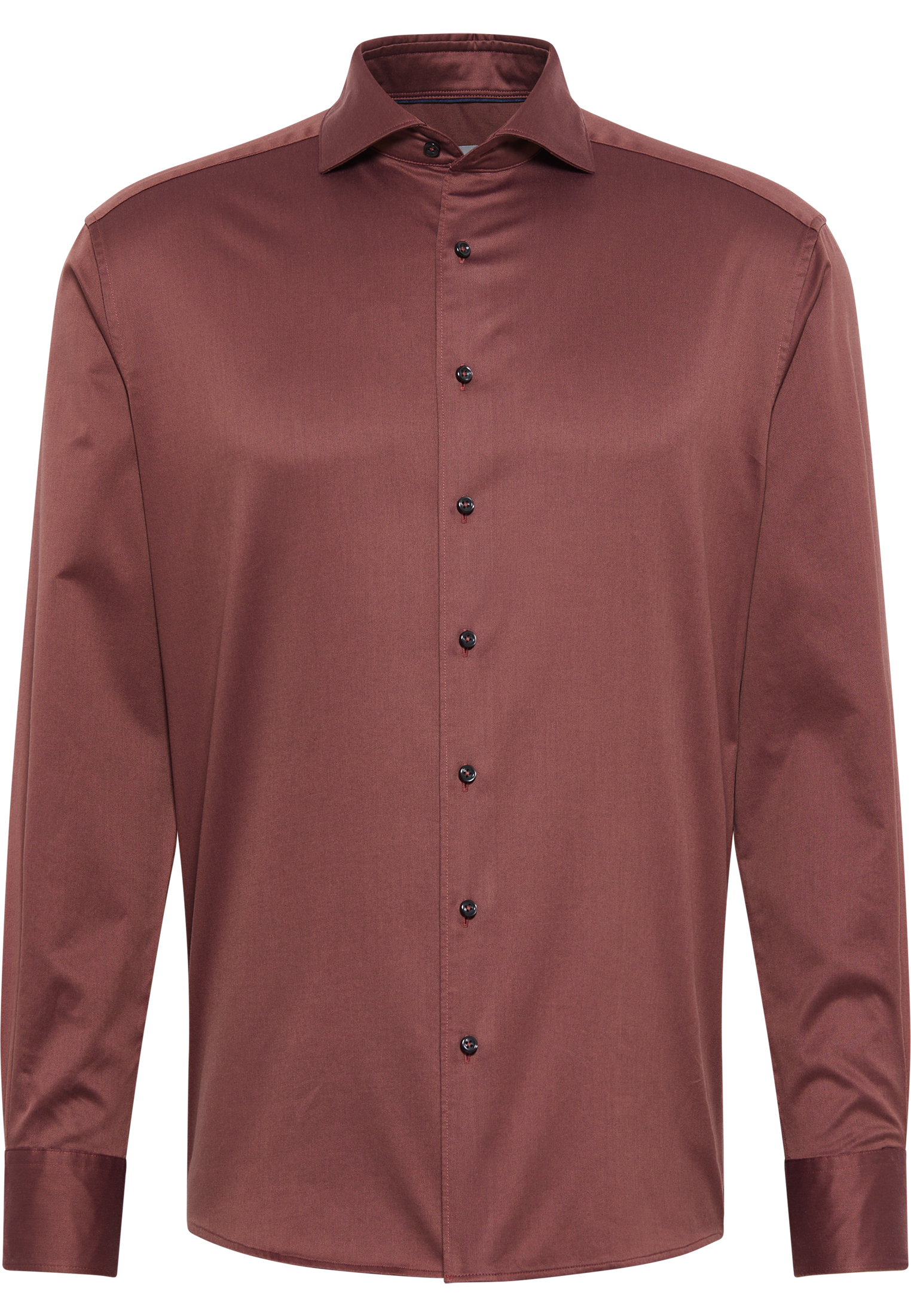 MODERN FIT Soft Luxury Shirt in aubergine vlakte