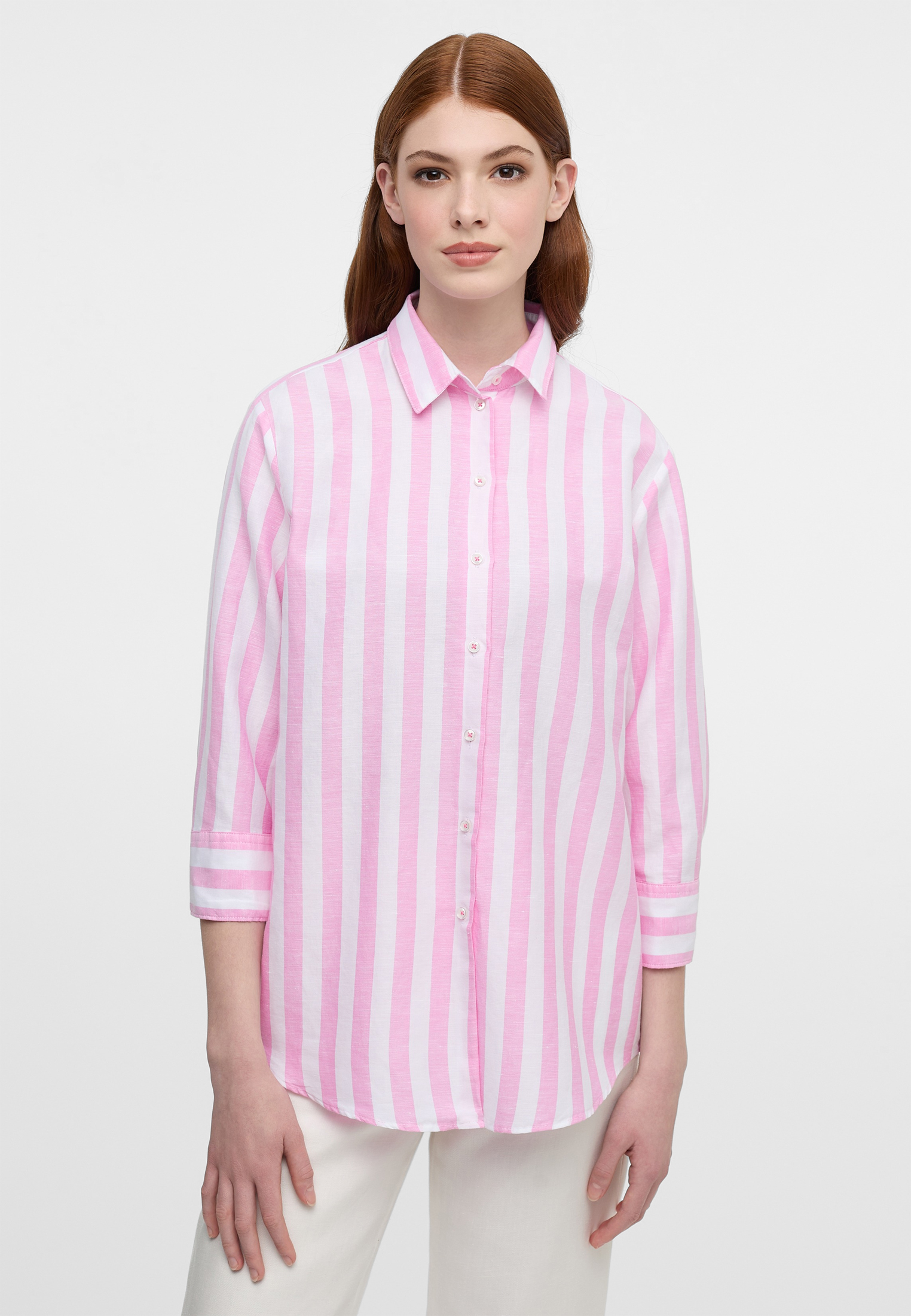 shirt-blouse in rose striped | 3/4 2BL03967-15-11-36-3/4 | 36 rose | sleeves 