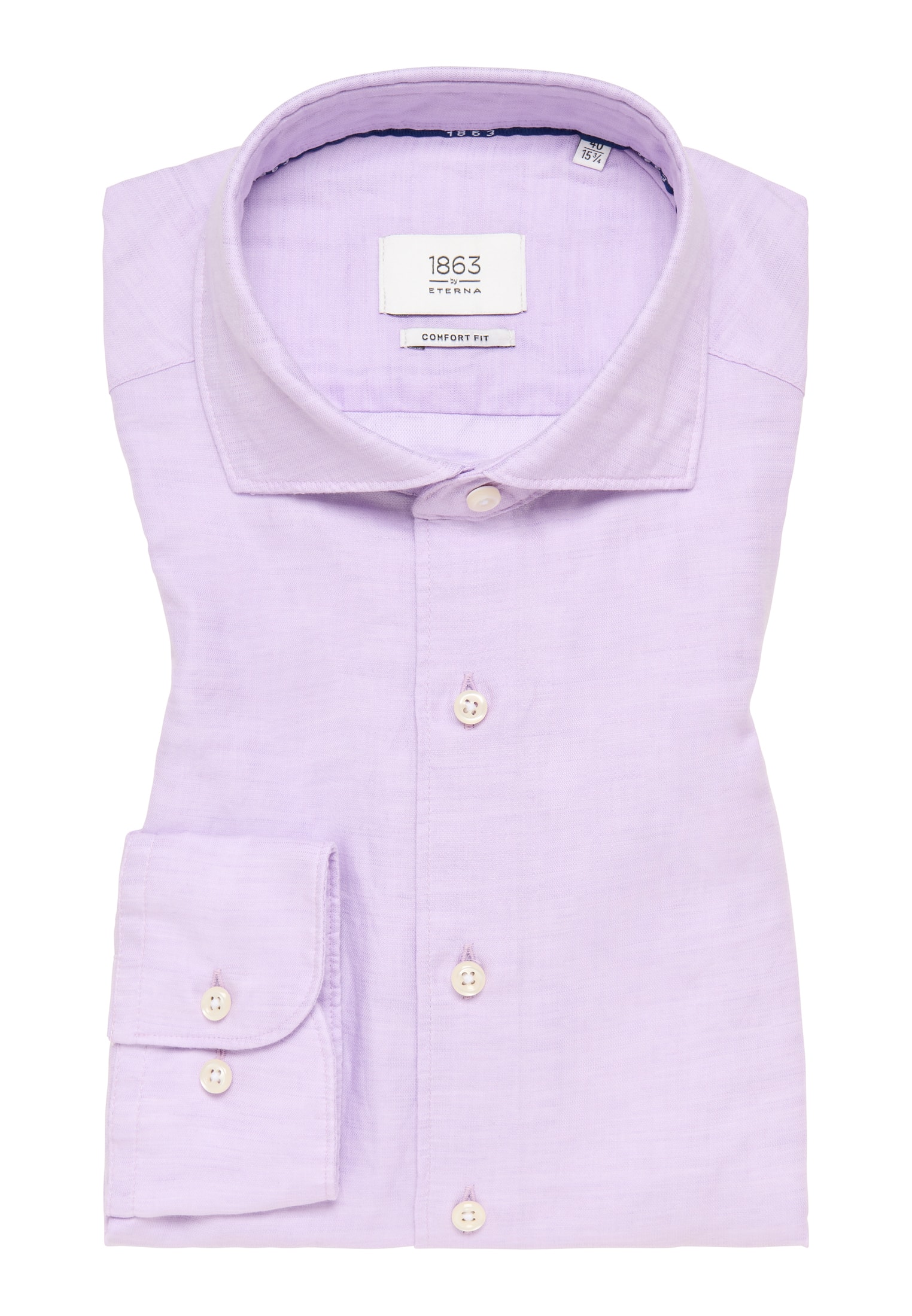 1SH00625-09-11-46-1/1 COMFORT | FIT | Langarm 46 | Linen Shirt | lavender lavender unifarben in