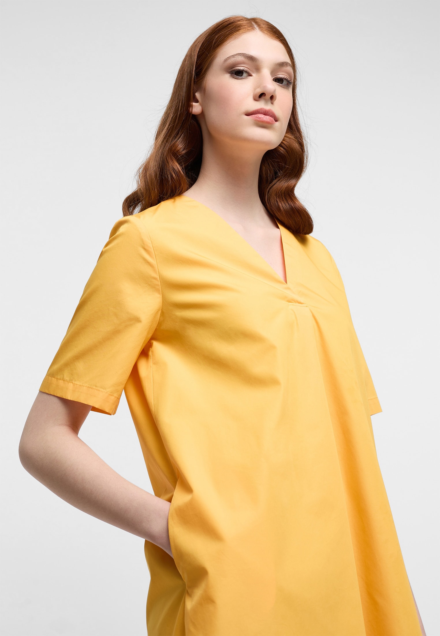 Shirt dress in mandarin plain | mandarin | 34 | short sleeve |  2DR00211-08-21-34-1/2
