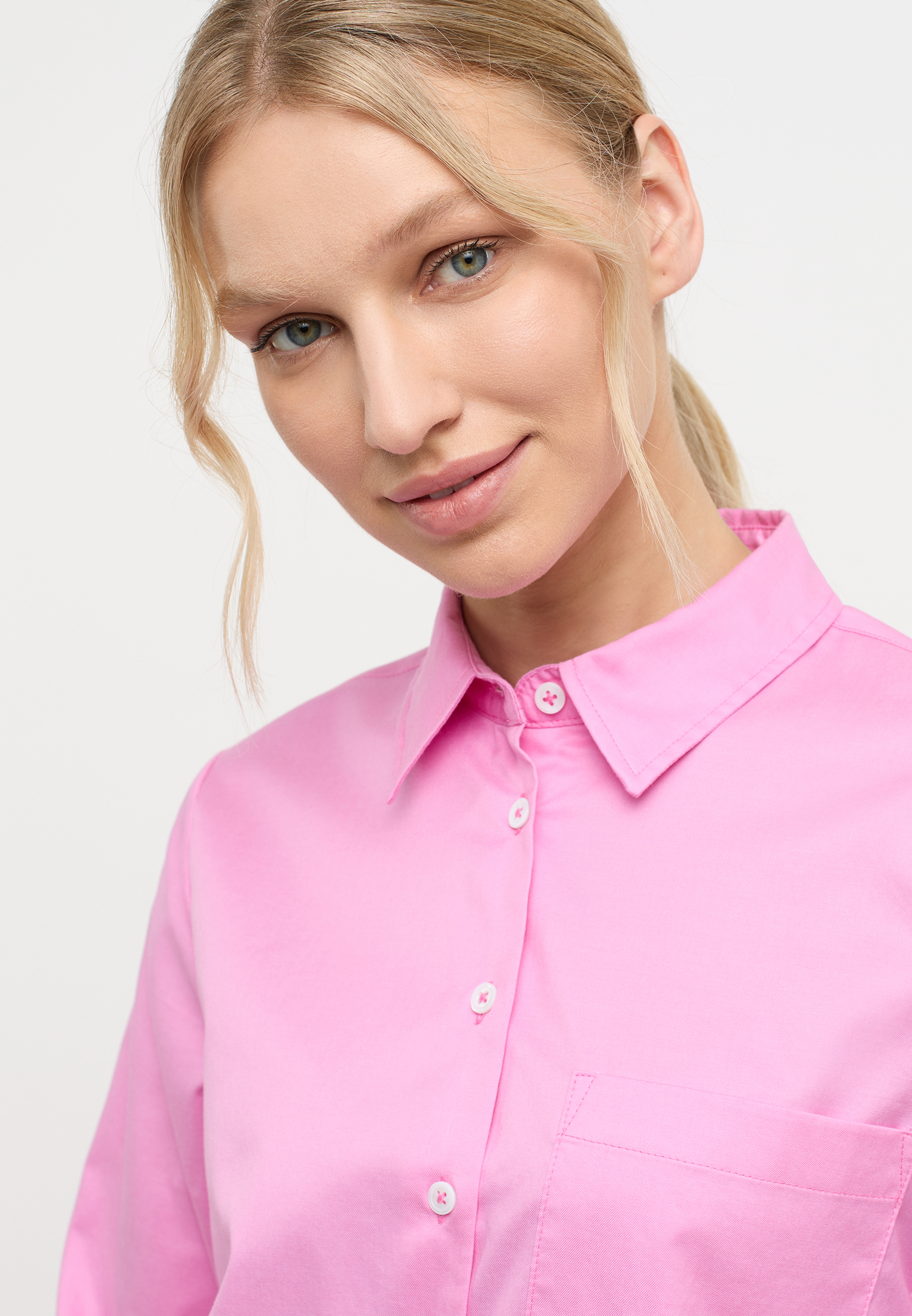 Soft Luxury Shirt Blouse | long pink | plain sleeve pink | in | 44 2BL03851-15-21-44-1/1