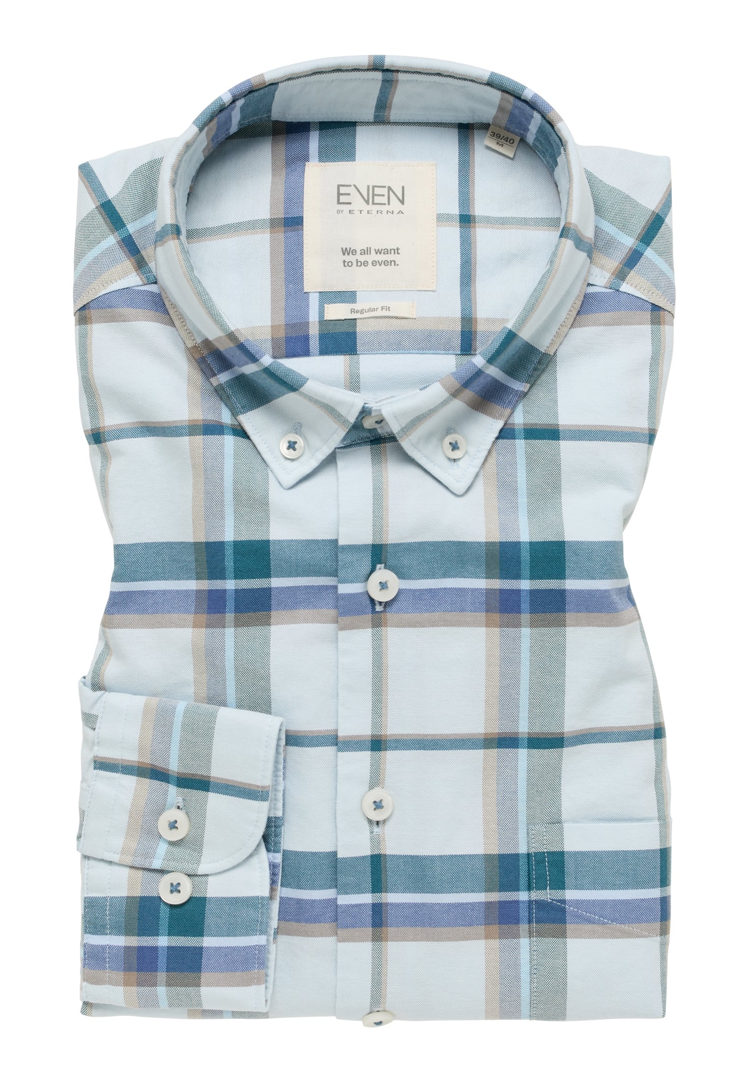 MODERN FIT Shirt in blue checkered | blue | long sleeve | L |  1SH11420-01-41-L-1/1