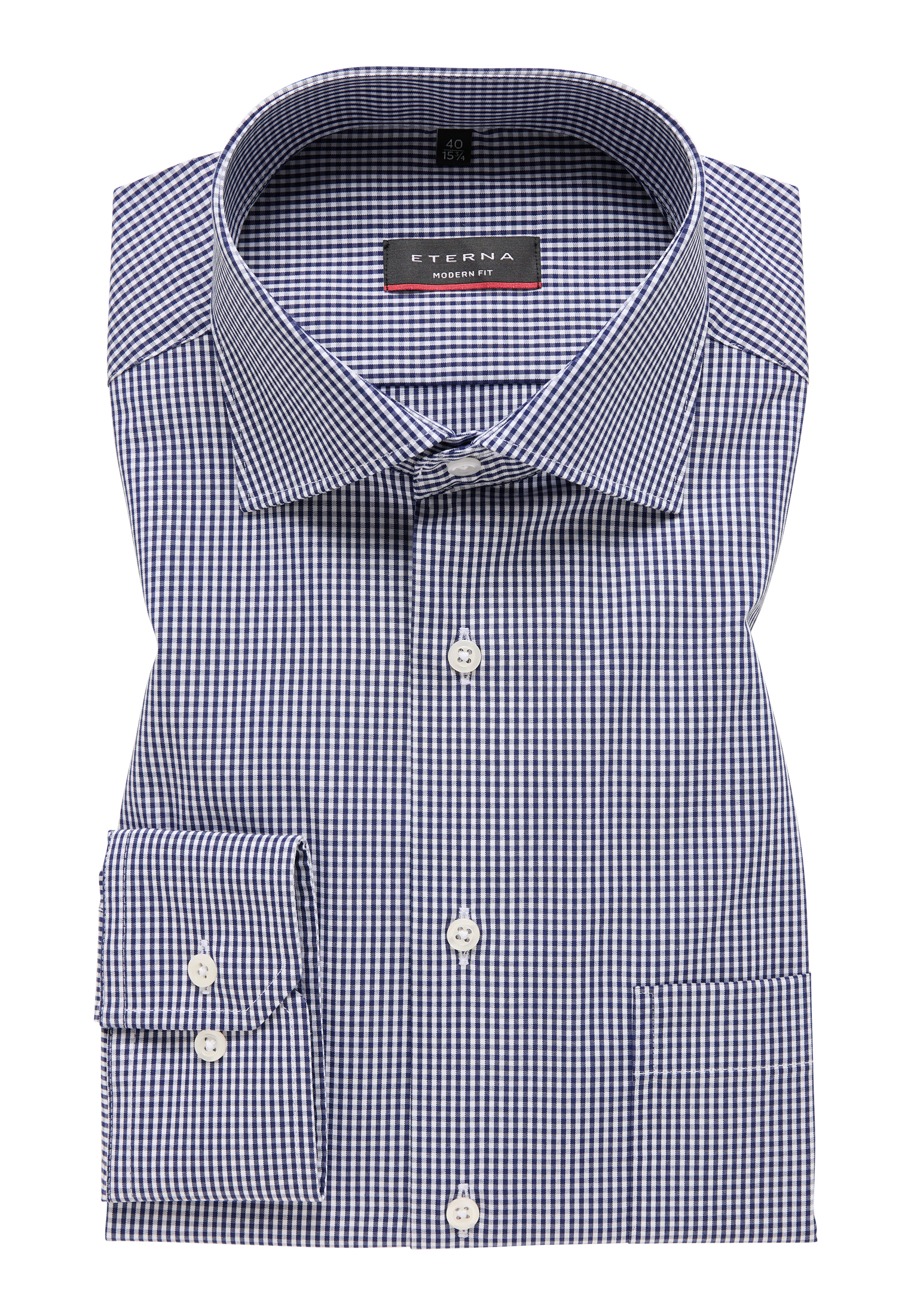 MODERN FIT Shirt in dark blue checkered | dark blue | long sleeve | 48 |  1SH11561-01-81-48-1/1