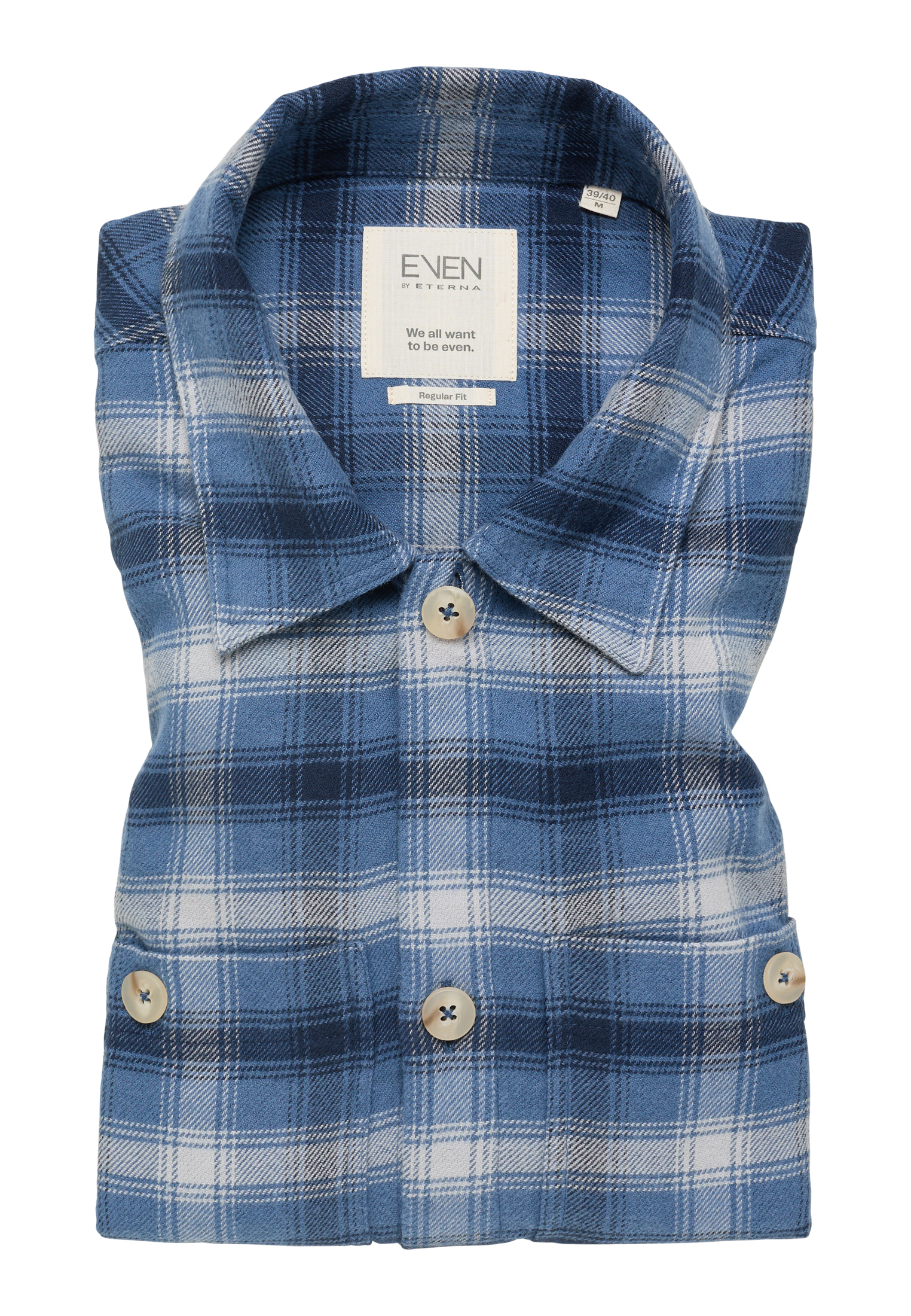 | checkered long | | blue-gray | sleeve blue-gray MODERN FIT Shirt 1JA00038-01-63-M-1/1 in M