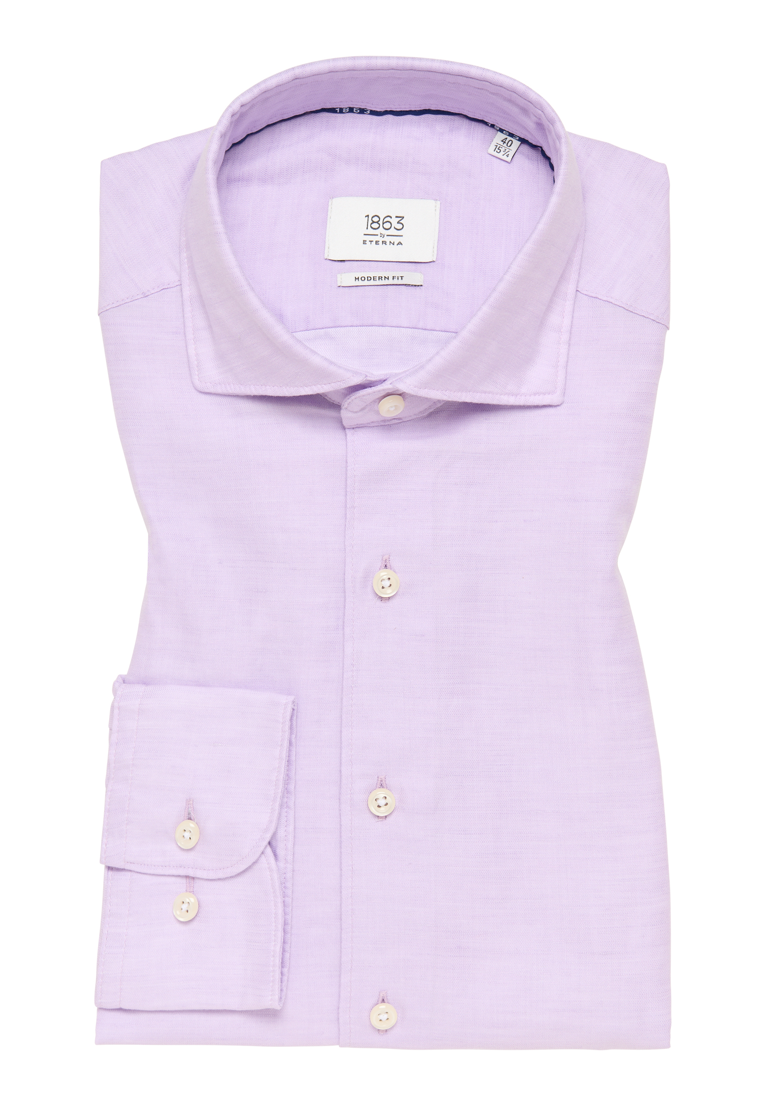 MODERN FIT Linen Shirt in lavender plain | lavender | 46 | long sleeve |  1SH00629-09-11-46-1/1