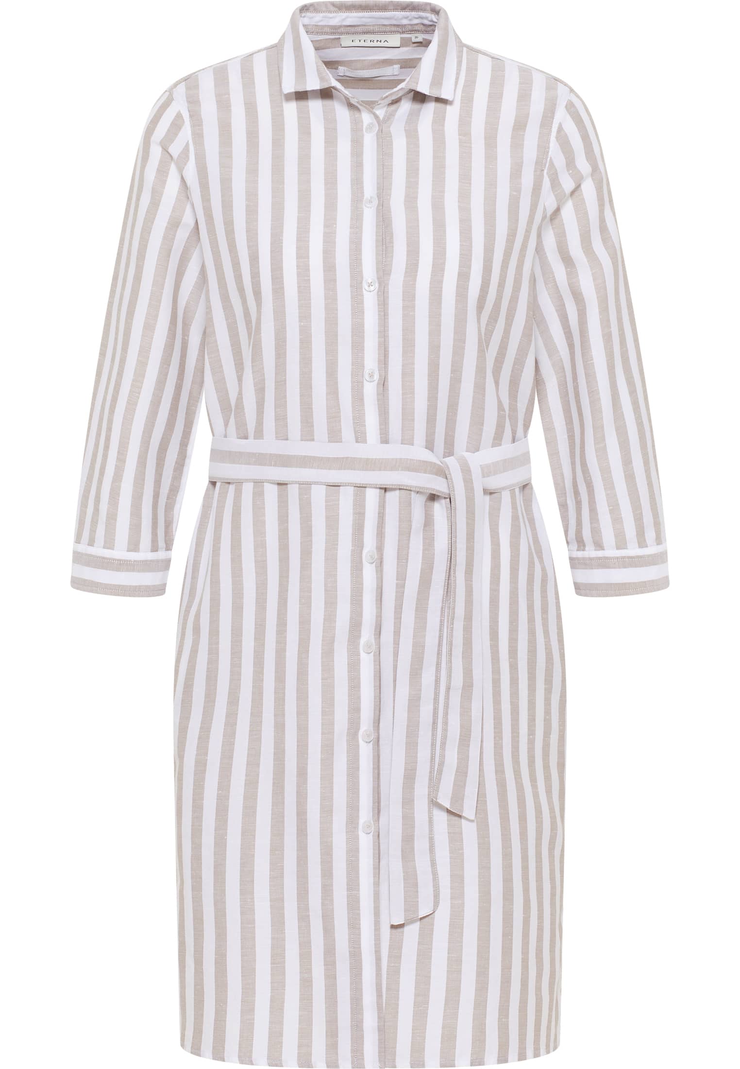 Hemdblusenkleid in khaki striped | khaki | 34 | 3/4 sleeves |  2DR00267-04-52-34-3/4
