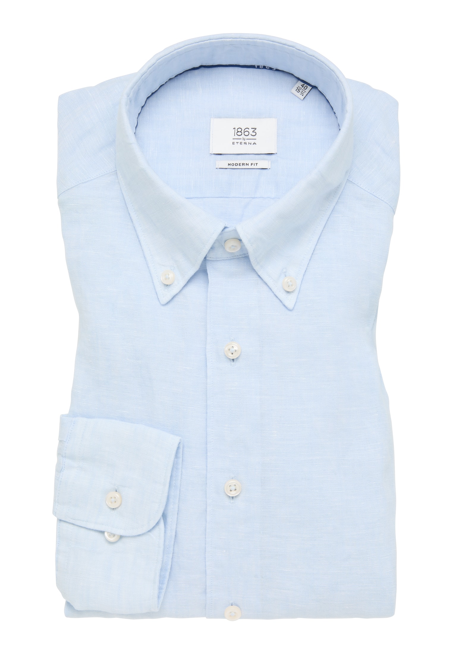 MODERN FIT Shirt in plain sleeve 44 | blue light | | light | blue 1SH11902-01-11-44-1/1 long