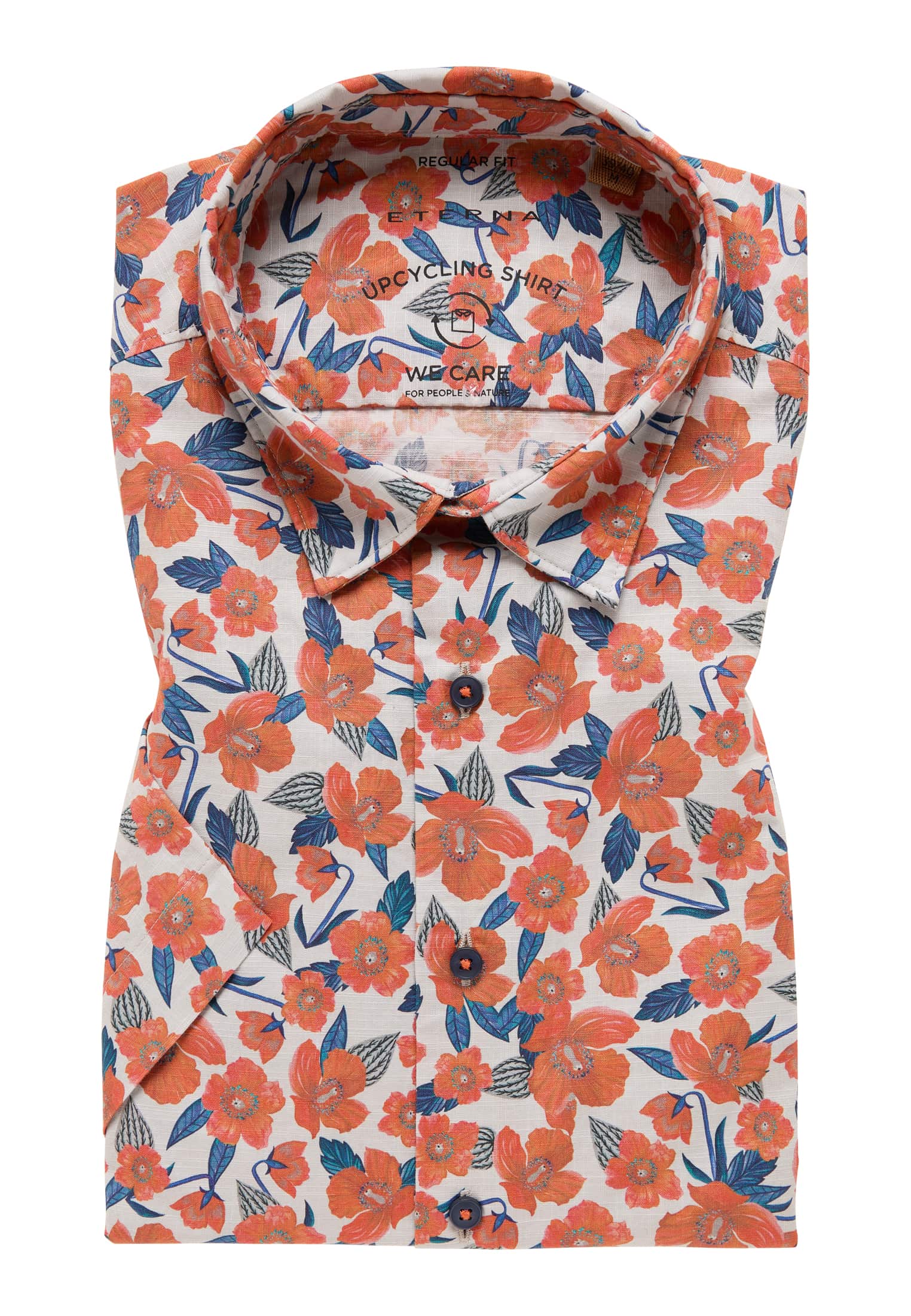 REGULAR FIT Shirt 1SH04089-08-01-S-1/2 | orange sleeve in printed | orange | short | S